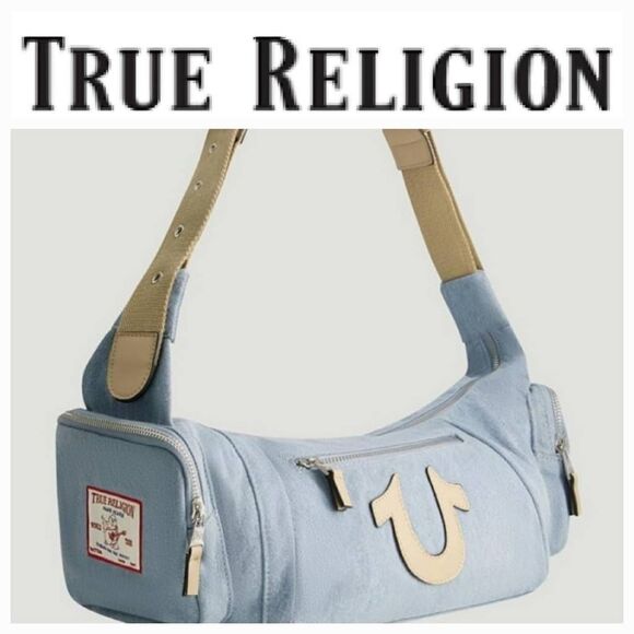 True Religion Handbags - True Religion Horseshoe Logo Slouchy Hobo Denim Bag